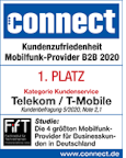 Connect Test: 1. Platz bei Kundenzufriedenheit in Kategorie Kundenservice für die Telekom